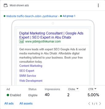 Google search ad preview